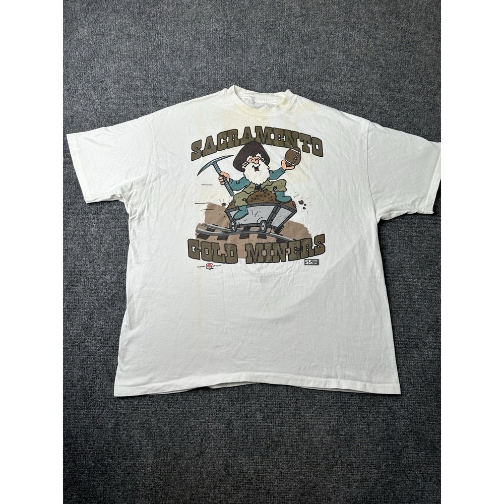 Mens T Shirt Sacramento Gold Miners Graphic Football White, Size XL